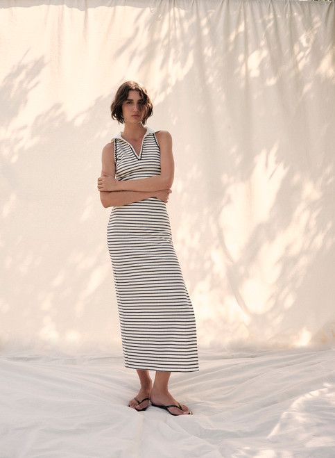 Giada Dress - White/Navy
